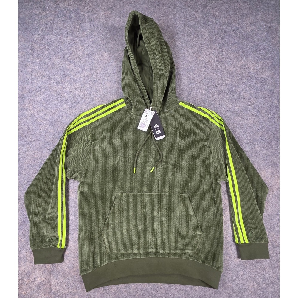 Adidas Ivy Park Corduroy Hoodie Jacket Wild Pine Green Yellow Unisex XS NEW NWT